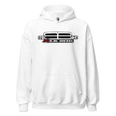 24v 5.9 Diesel 2nd Gen Ram Grille Hoodie in white